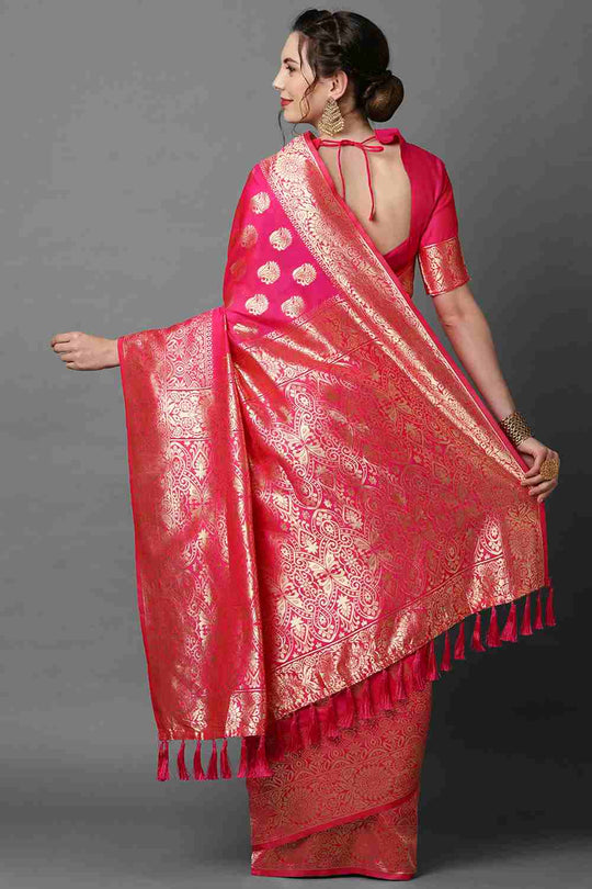 Shop Payal Pink Woven Art Silk One Minute Saree at best offer at our  Store - One Minute Saree