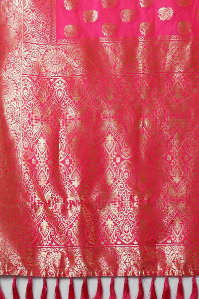 Buy Payal Pink Woven Art Silk One Minute Saree Online - Front