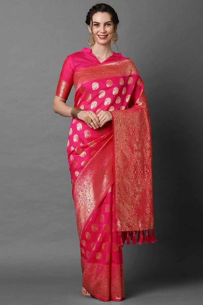 Buy Payal Pink Woven Art Silk One Minute Saree Online - One Minute Saree