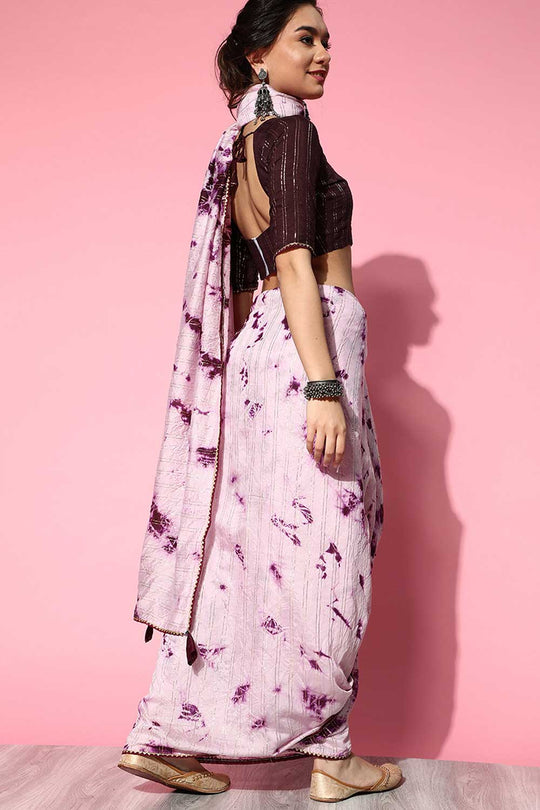Shop Catherina Pink Tie and Dye Blended Silk One Minute Saree at best offer at our  Store - One Minute Saree