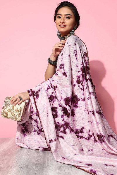 Buy Catherina Pink Tie and Dye Blended Silk One Minute Saree Online