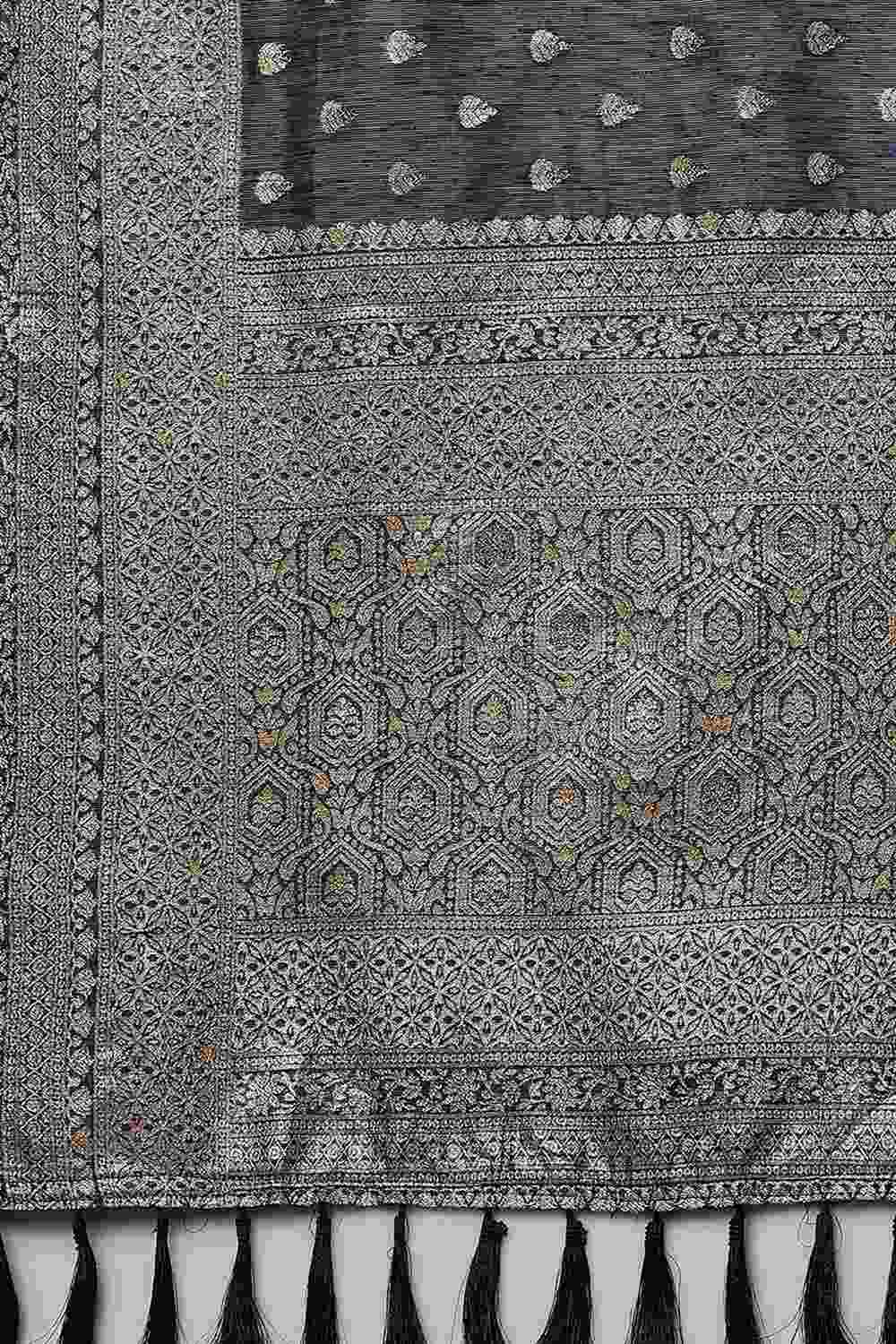 Buy Sheba Navy blue Woven Art Silk One Minute Saree Online - Front