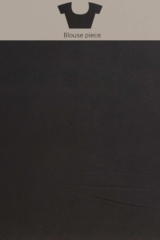 Buy Anna Black Block Printed Blended Cotton One Minute Saree Online - Side