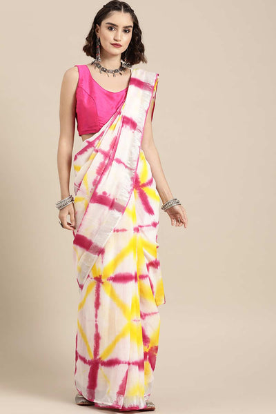 Buy Lily Multi Tie Dye Linen One Minute Saree Online - One Minute Saree