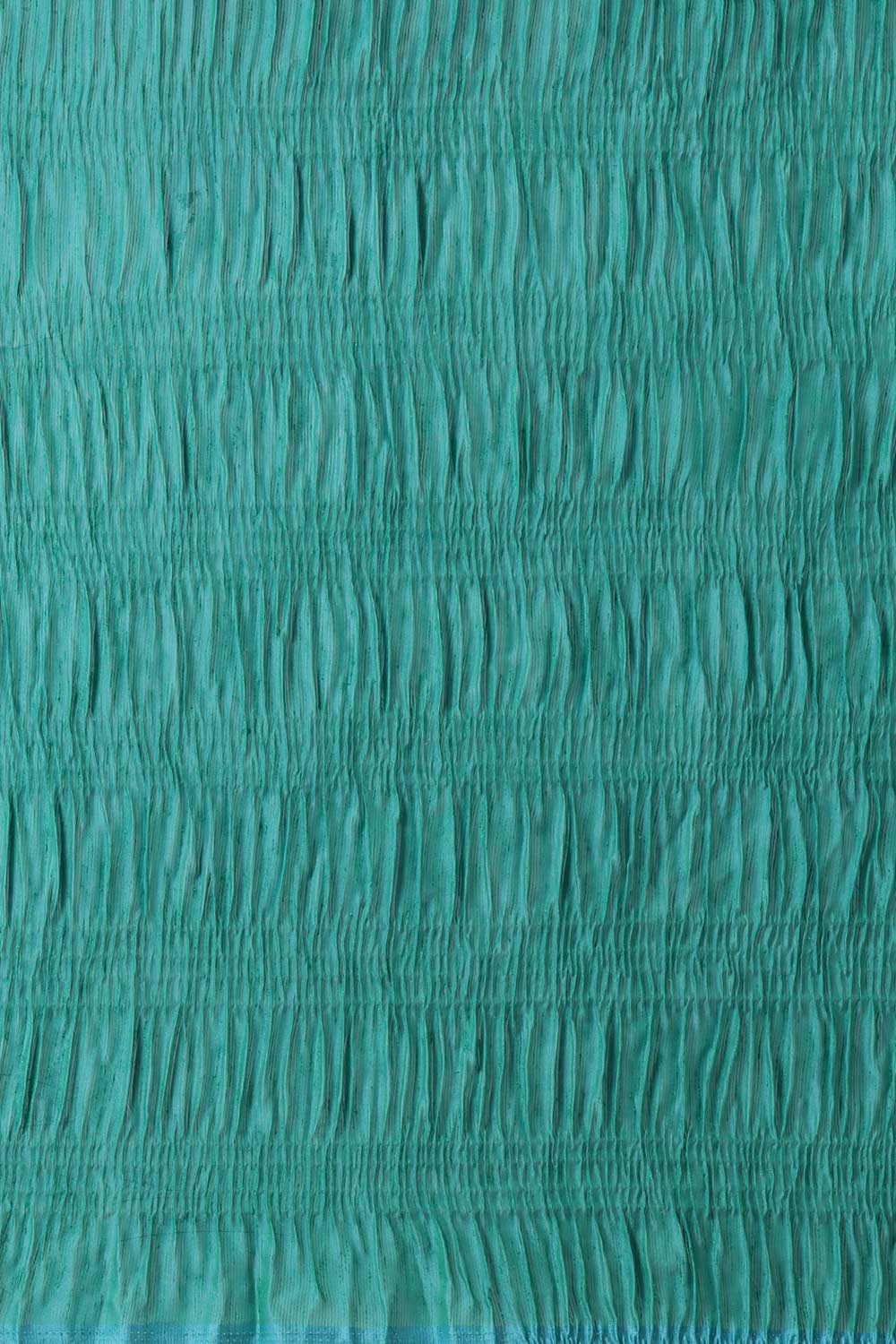 Buy Bina Teal Thin Pleats Solid Polycotton One Minute Saree Online