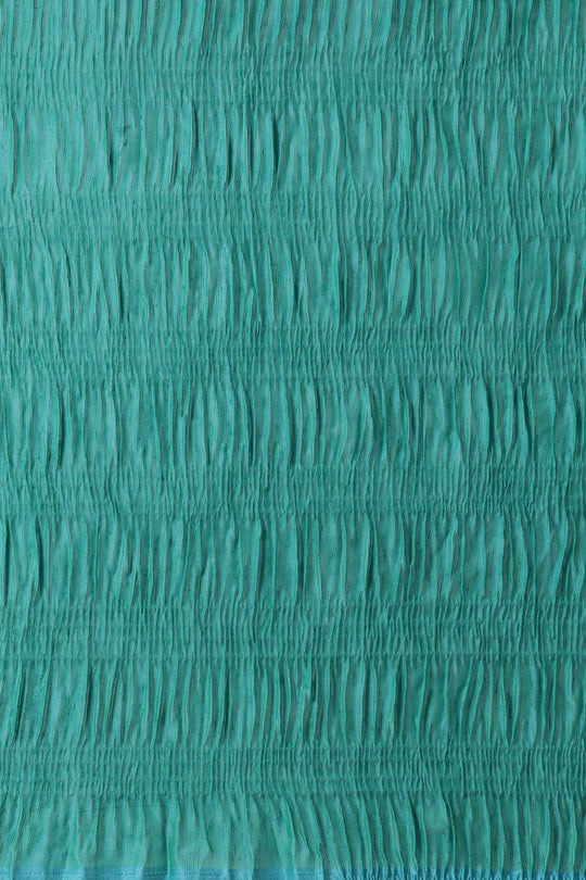 Buy Bina Teal Thin Pleats Solid Polycotton One Minute Saree Online