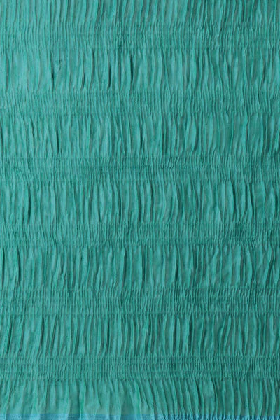 Buy Bina Teal Thin Pleats Solid Polycotton One Minute Saree Online