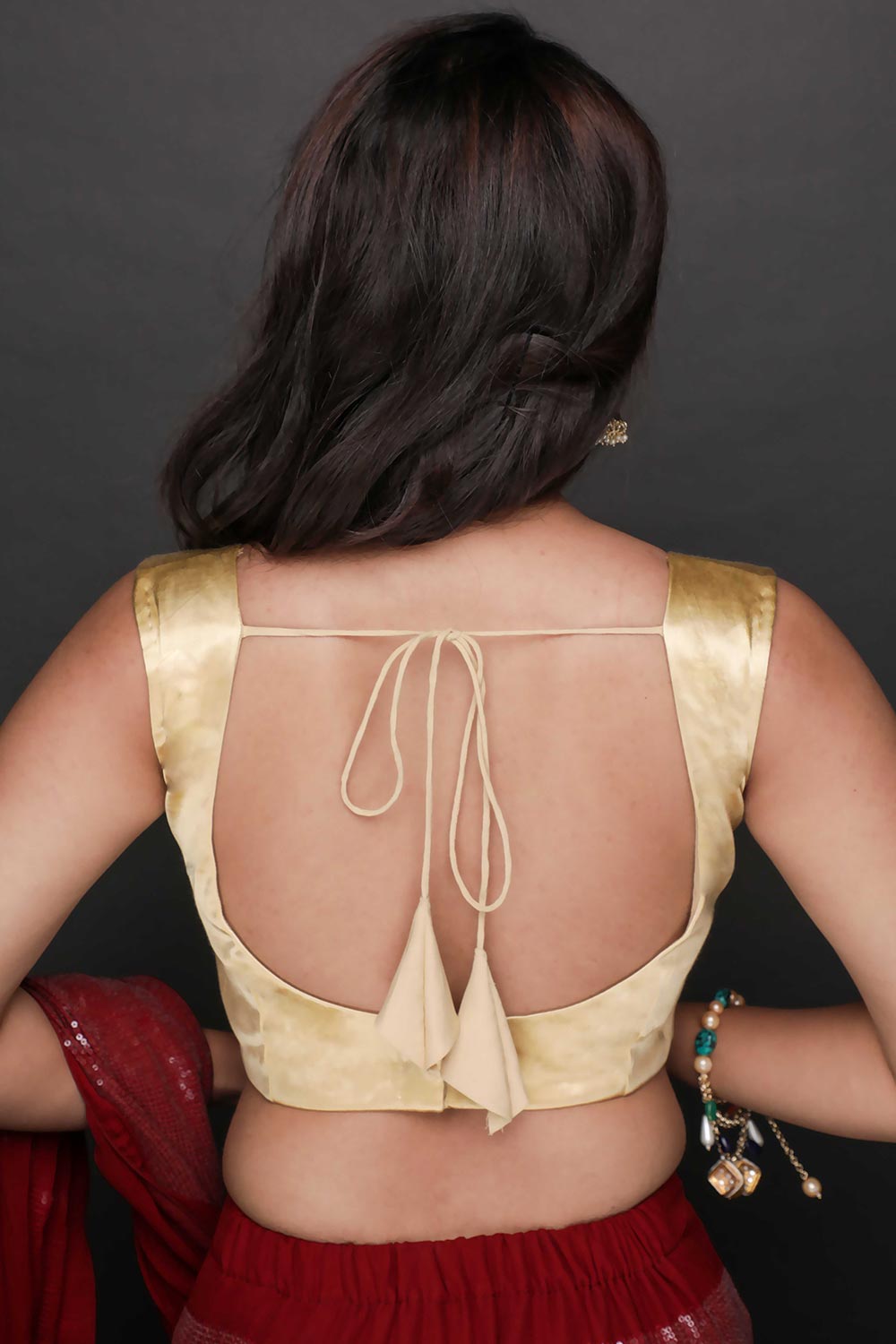 Shop Trina Comfort Stretch Gold Satin Blouse at best offer at our  Store - One Minute Saree