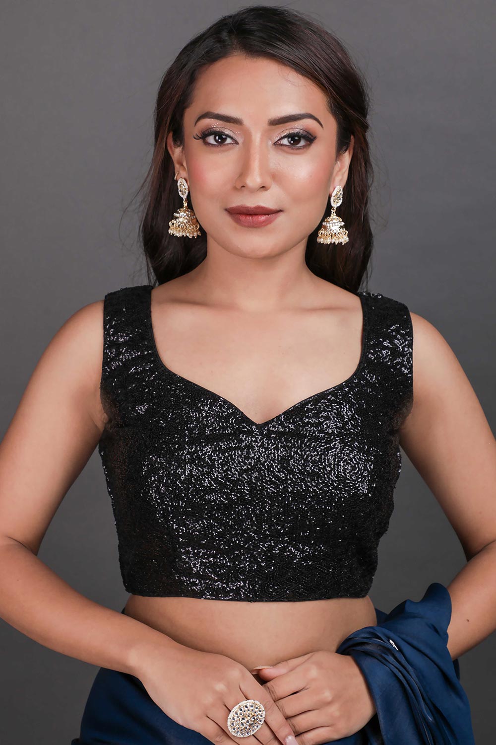Buy Zena Black Sparkle Sequins Blouse Online - One Minute Saree