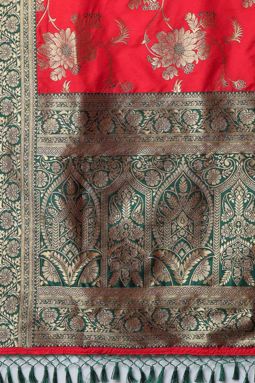 Buy Priyanka Red Zari Woven Blended Silk One Minute Saree Online