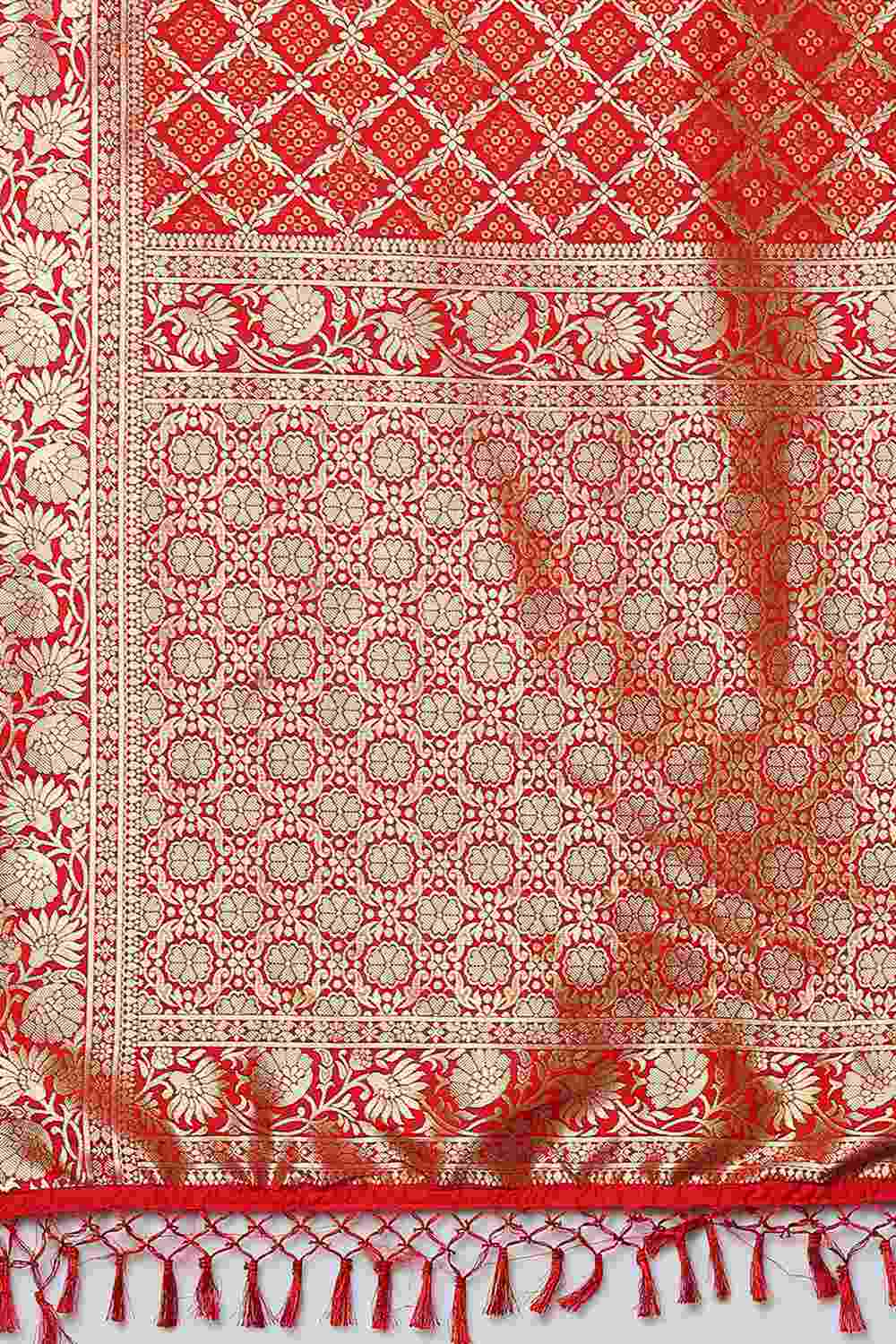 Buy Esther Red Woven Art Silk One Minute Saree Online - Front