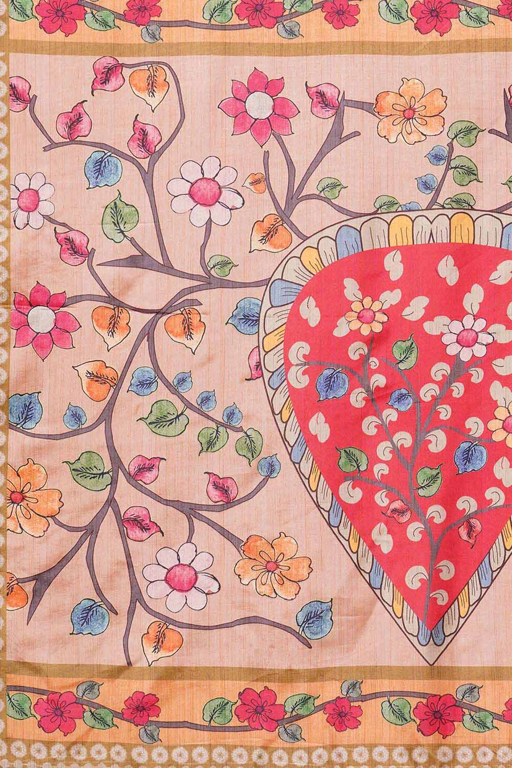 Buy Musturd Floral Printed Dola Art Silk One Minute Saree Online - Zoom In