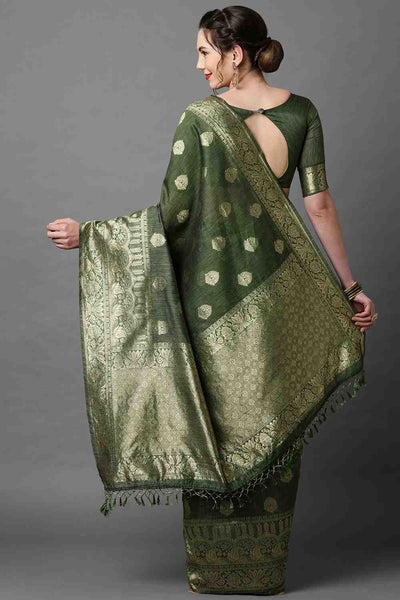 Shop Ella Green Woven Art Silk One Minute Saree at best offer at our  Store - One Minute Saree