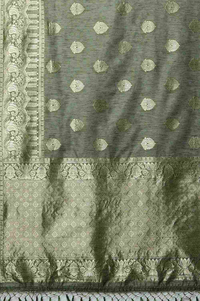 Buy Ella Green Woven Art Silk One Minute Saree Online - Front