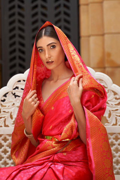 Shop Pink Silk Embroidered Lace Saree at best offer at our  Store - One Minute Saree