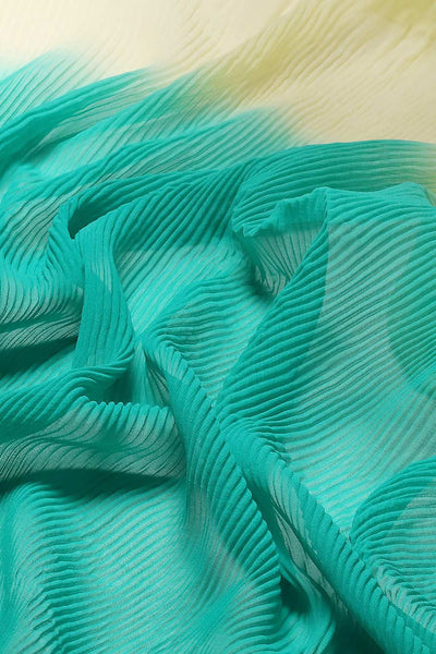Buy Sia Sea Green Crepe Pleated One Minute Saree Online - Front
