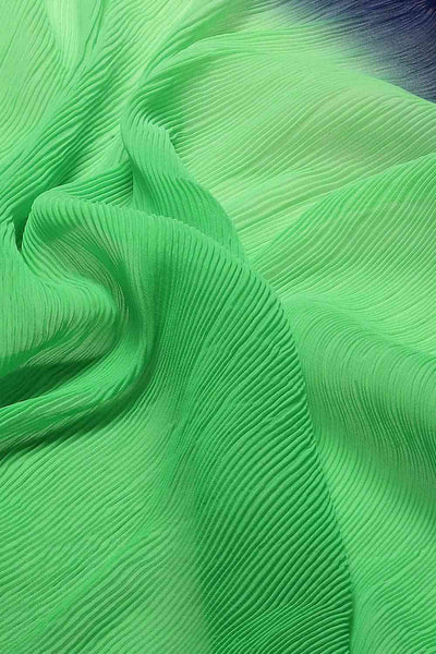 Buy Kamala Green Crepe Pleated One Minute Saree Online - Front
