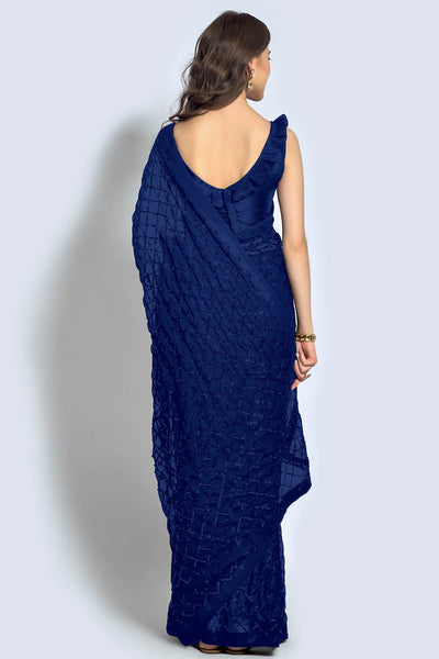 Shop Huda Blue Georgette Sequin One Minute Saree at best offer at our  Store - One Minute Saree