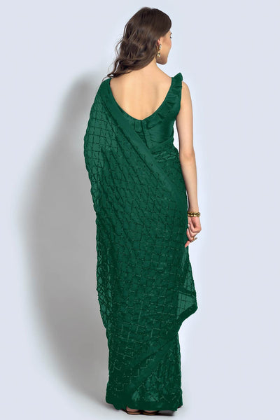 Shop Huda Green Georgette Sequin One Minute Saree at best offer at our  Store - One Minute Saree