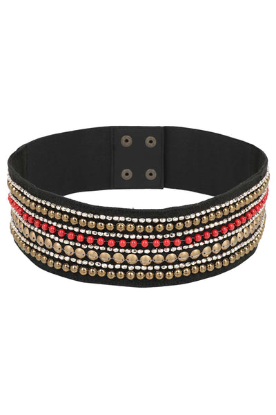 Buy Embellished Saree Belt in Black & Multi Online - One Minute Saree