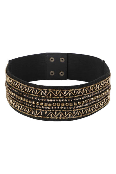 Buy Embellished Saree Belt in Black & Gold Online - One Minute Saree