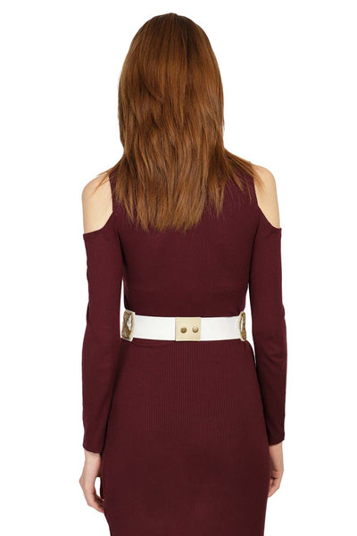 Buy Embellished Saree Belt in Nude & Gold Online - Back