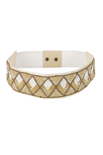 Buy Embellished Saree Belt in Nude & Gold Online - One Minute Saree