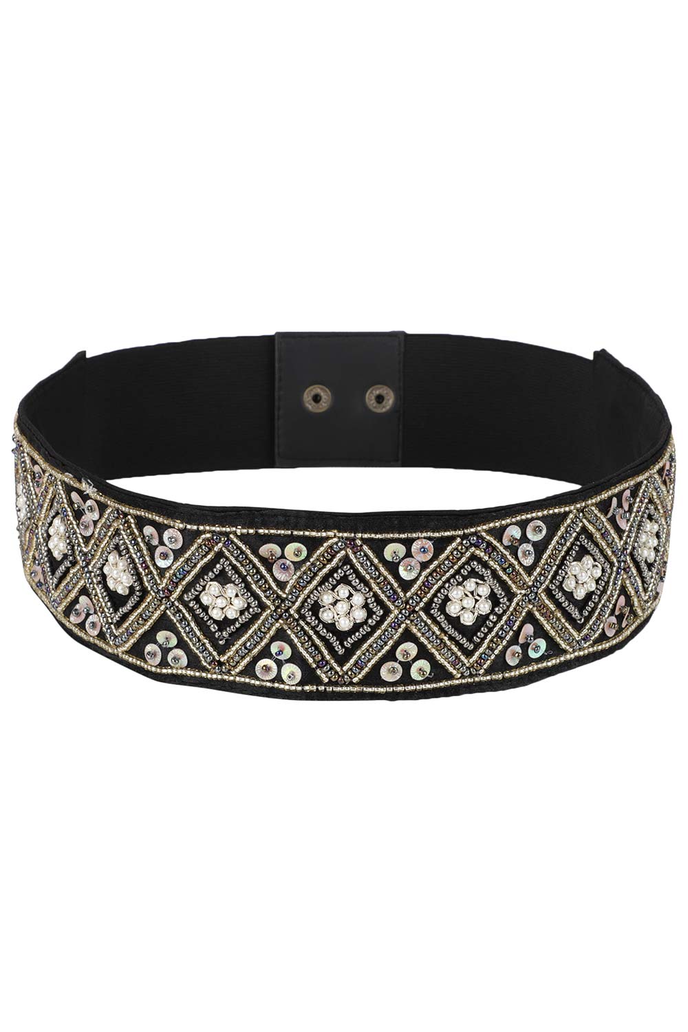 Buy Embellished Saree Belt in Black & Multi Online - One Minute Saree