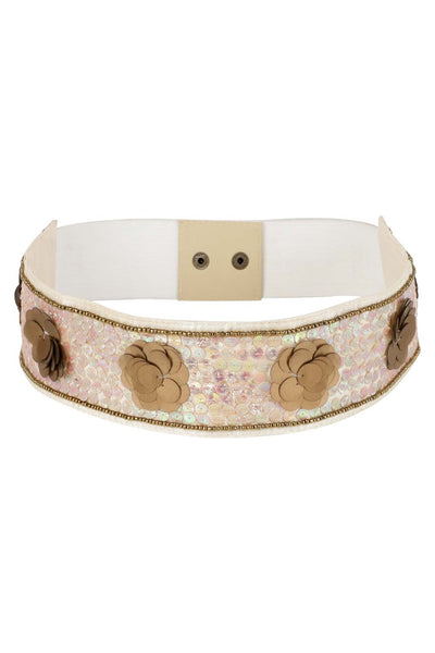 Buy Embellished Saree Belt in Cream & Multi Online - One Minute Saree