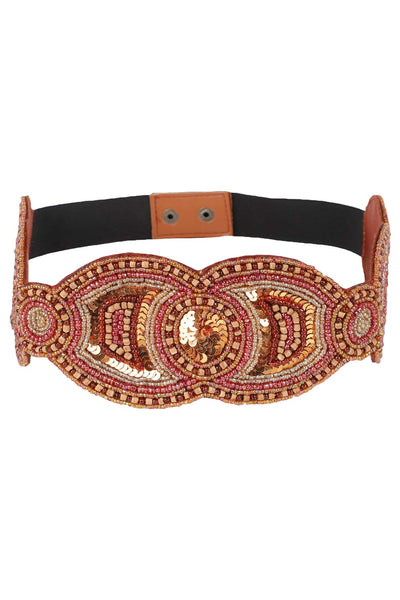 Buy Embellished Saree Belt in Rust Online - One Minute Saree