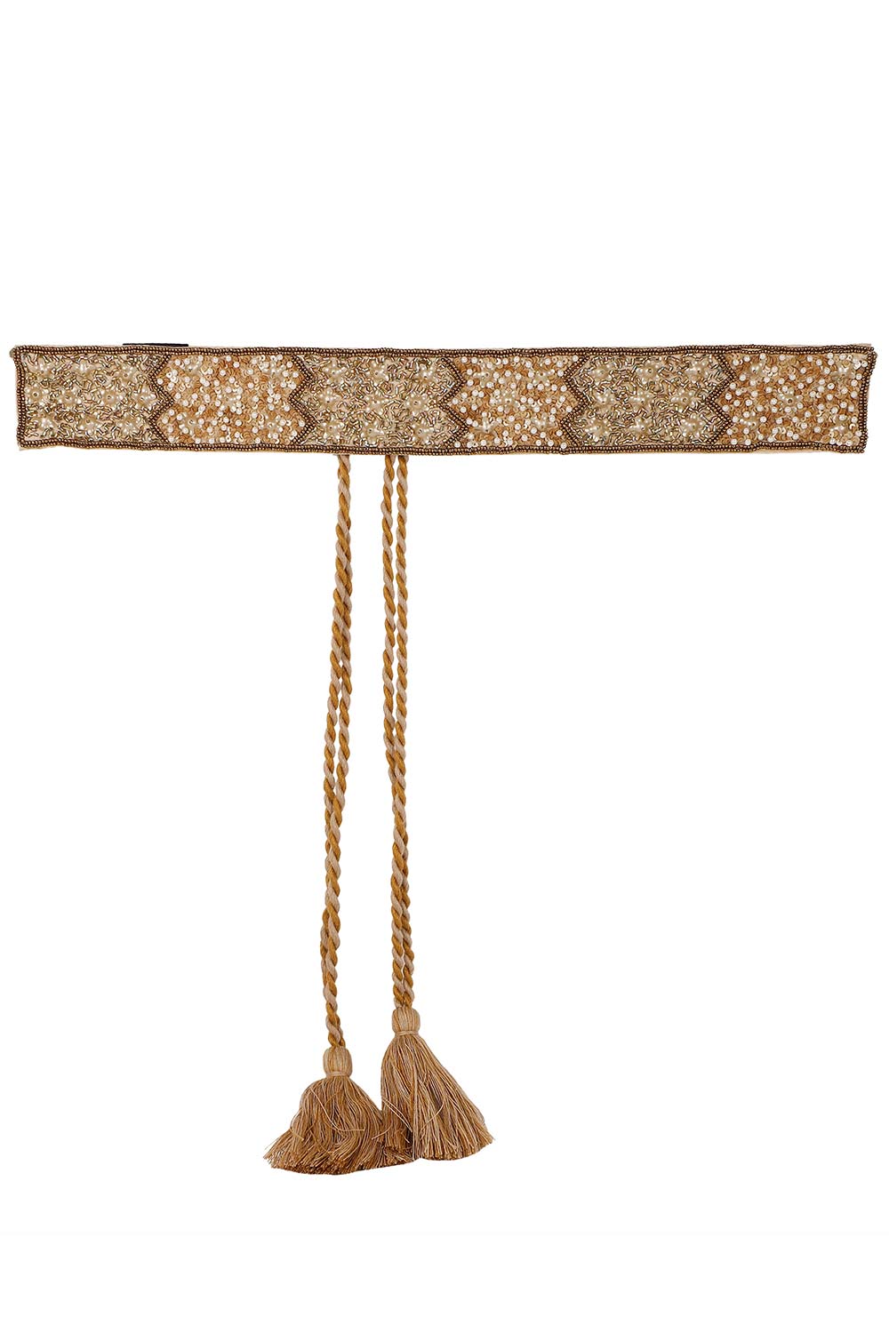 Buy Sequined Bead Work Saree Belt in Gold & Multi Online - One Minute Saree