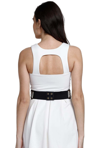 Buy Bead Work Saree Belt in Brown & Multi Online - Back