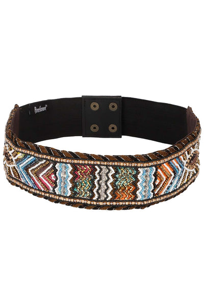 Buy Bead Work Saree Belt in Brown & Multi Online - One Minute Saree