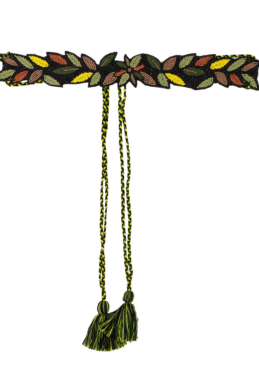 Buy Botanical Bead Work Saree Belt in Green & Multi Online - One Minute Saree