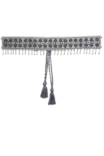 Buy Floral Bead Work Waist Belt in Grey & Black Online