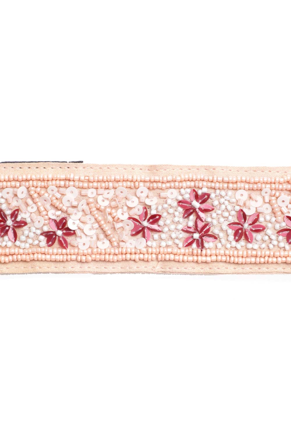 Buy Floral Sequined Saree Belt in Pastel Pink & Multi Online
