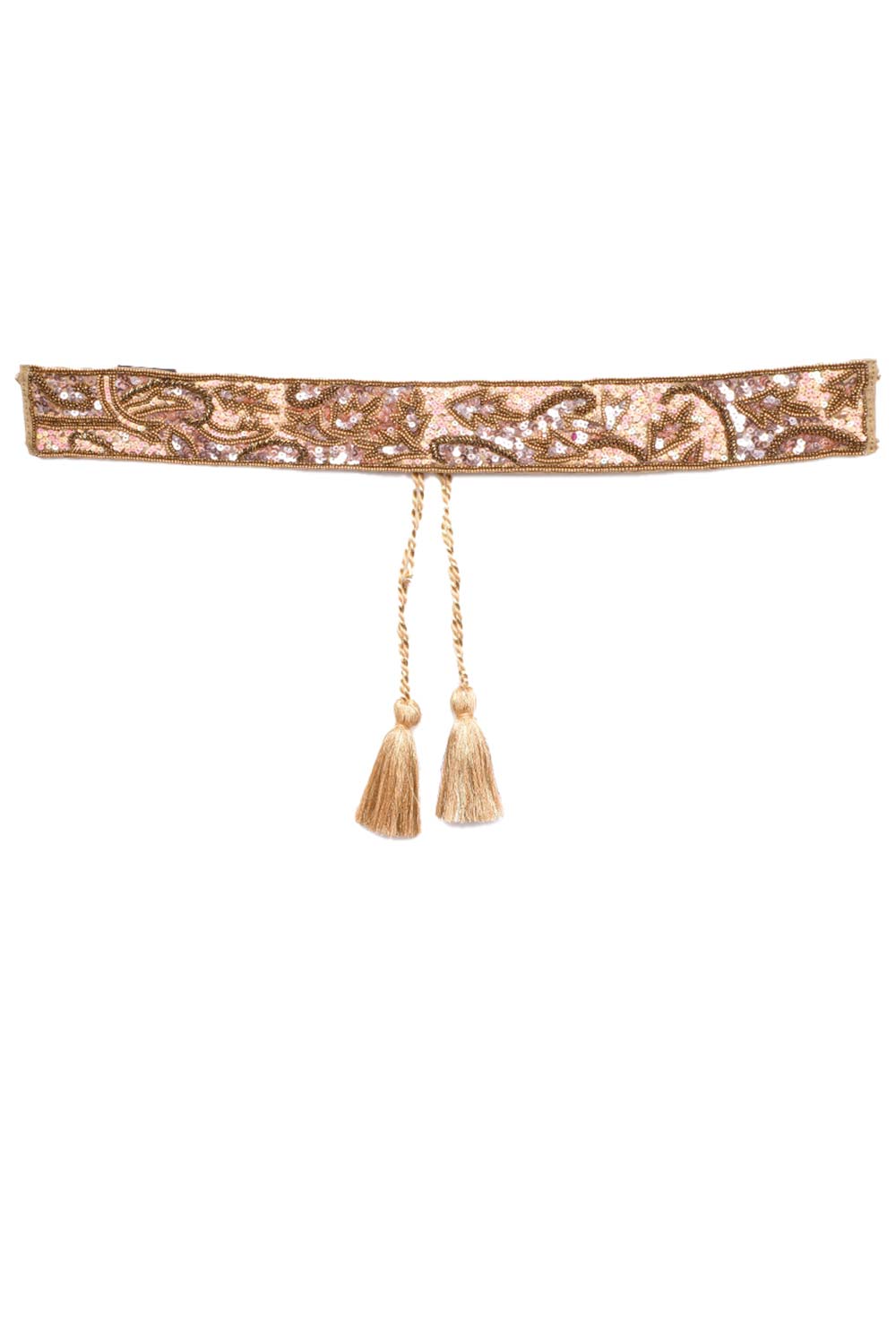 Buy Abstract Sequined Saree Belt in Antique Gold & Multi Online - One Minute Saree
