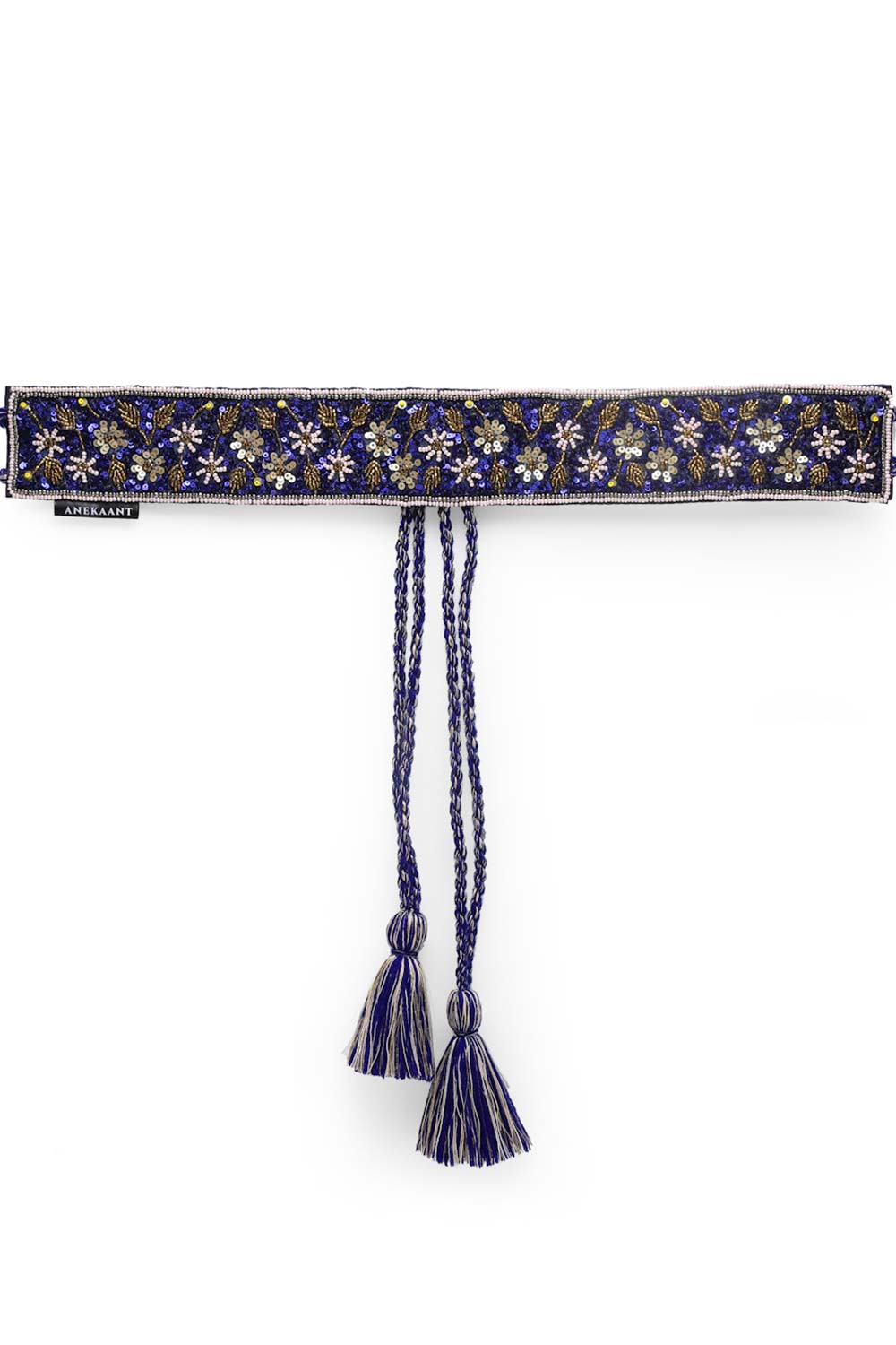 Buy Floral Sequins Work Saree Belt in Royal Blue & Multi Online - One Minute Saree