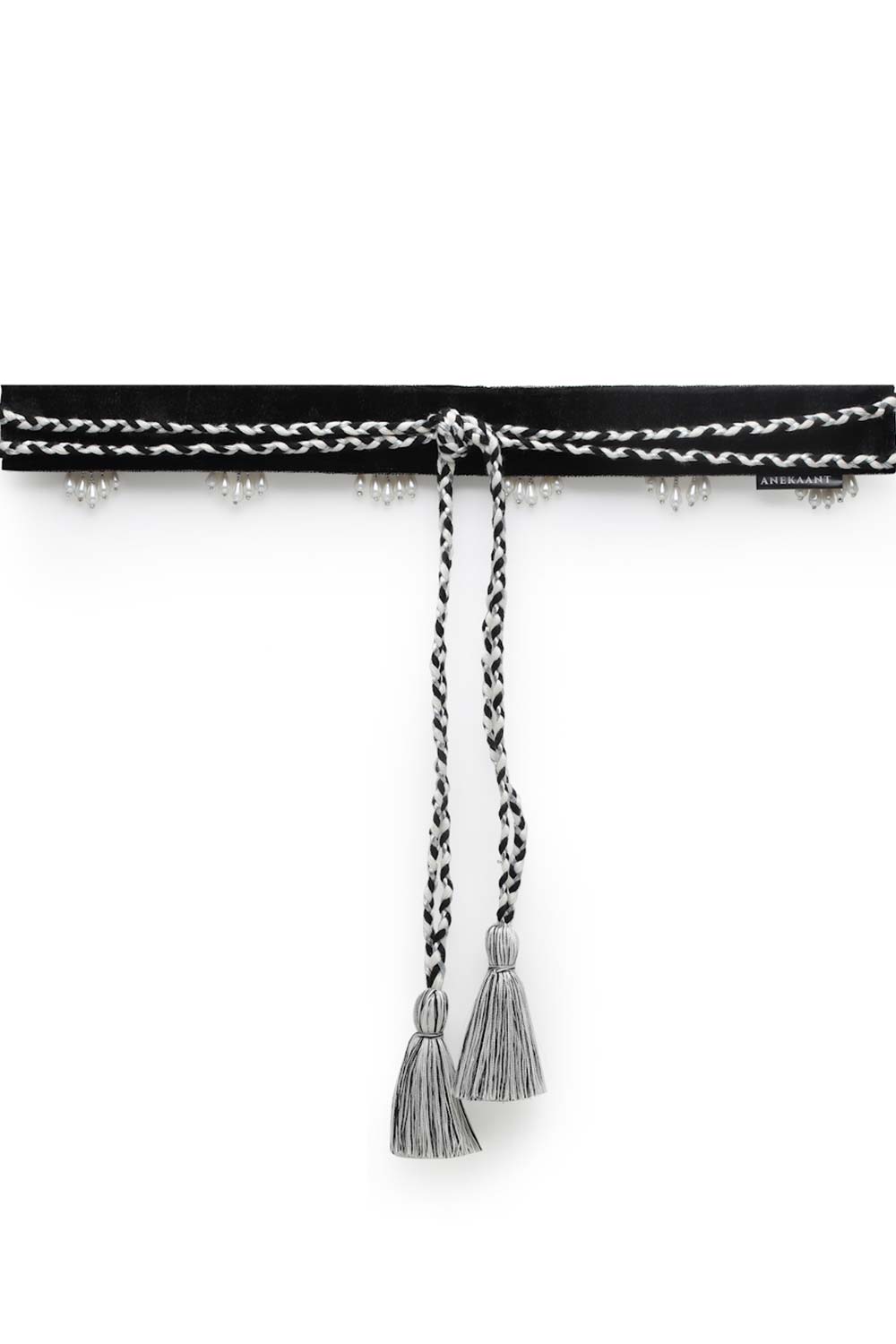 Shop Ethnic Motifs Pearl Work Saree Belt in Black & White at best offer at our  Store - One Minute Saree