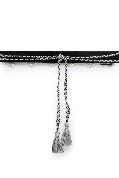 Shop Ethnic Motifs Pearl Work Saree Belt in Black & White at best offer at our  Store - One Minute Saree