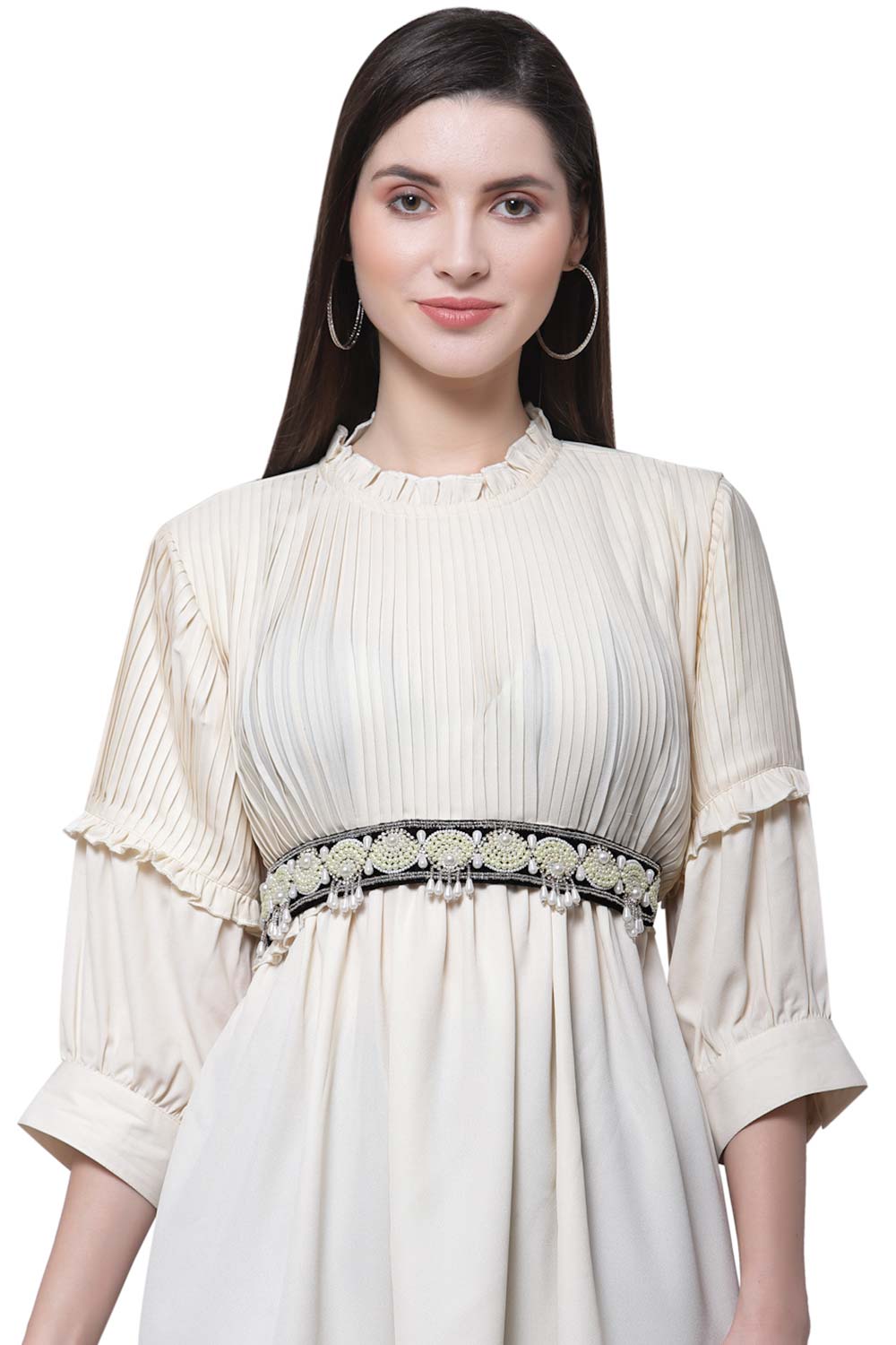 Buy Ethnic Motifs Pearl Work Saree Belt in Black & White Online