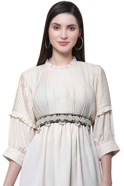 Buy Ethnic Motifs Pearl Work Saree Belt in Black & White Online