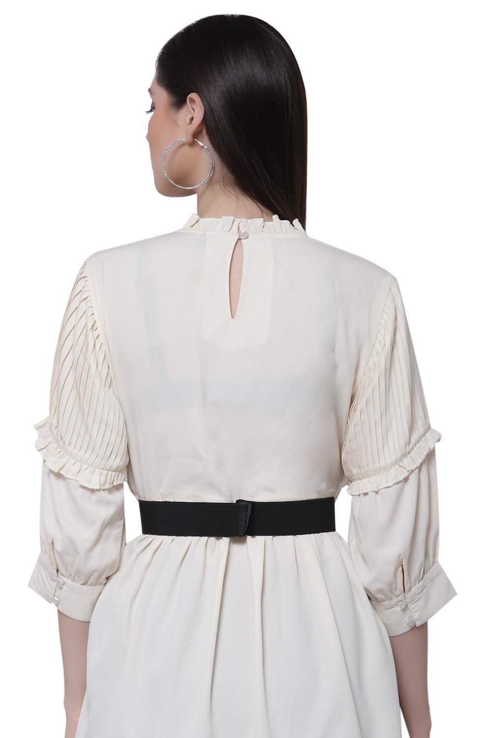 Buy Botanical Sequins Cut Work Saree Belt in Black & Silver & Rust Online - Back