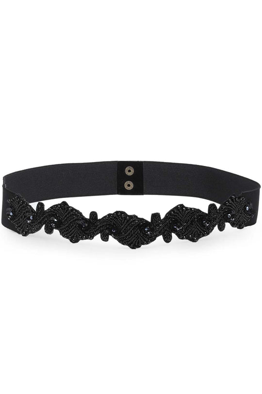 Buy Ethnic Motifs Cut Work Embellished Saree Belt in Black Online - One Minute Saree