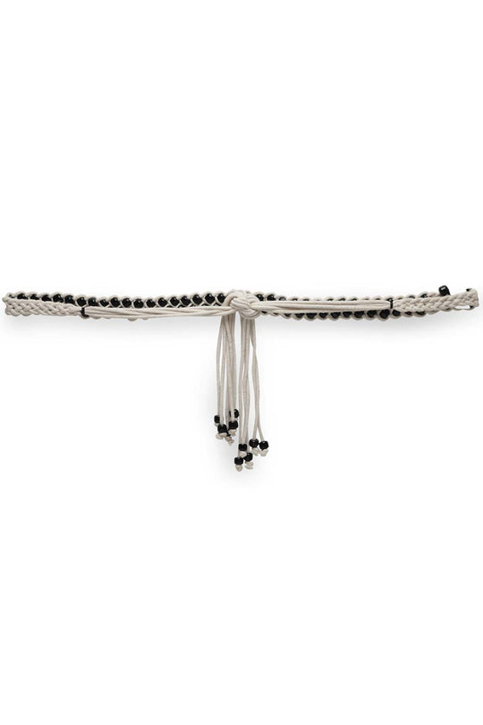 Shop Braided Bead Work Saree Belt in Natural & Black at best offer at our  Store - One Minute Saree