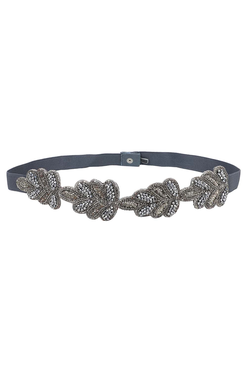Buy Embellished Saree Waist Belt in Silver & Grey Online - One Minute Saree