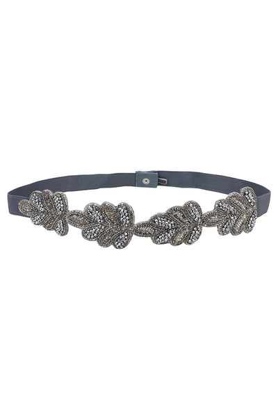 Buy Embellished Saree Waist Belt in Silver & Grey Online - One Minute Saree