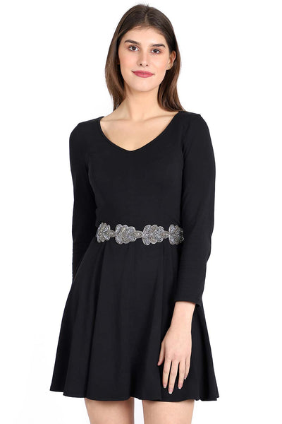 Buy Embellished Saree Waist Belt in Silver & Grey Online