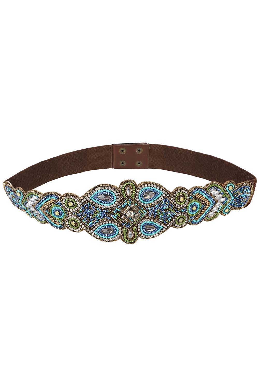 Buy Embellished Saree Belt in Green & Brown & Blue Online - One Minute Saree