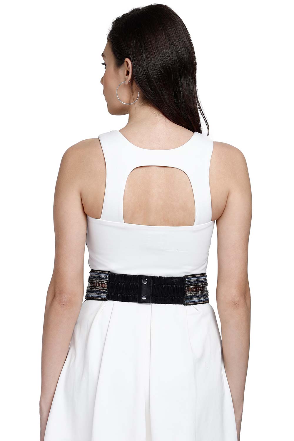 Buy Bead Work Saree Belt in Silver & Multi Online - Back